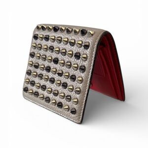 Christian Louboutin Studded Gray Leather Bifold Wallet